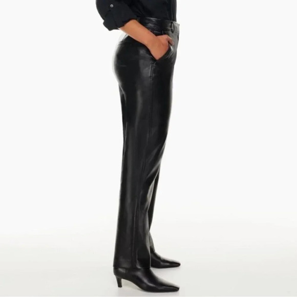 Aritzia Babaton Command High Waisted Vegan Leather Pants Black Size 8 - Picture 3 of 11